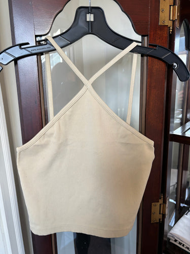 Sand Ribbed Crop Top