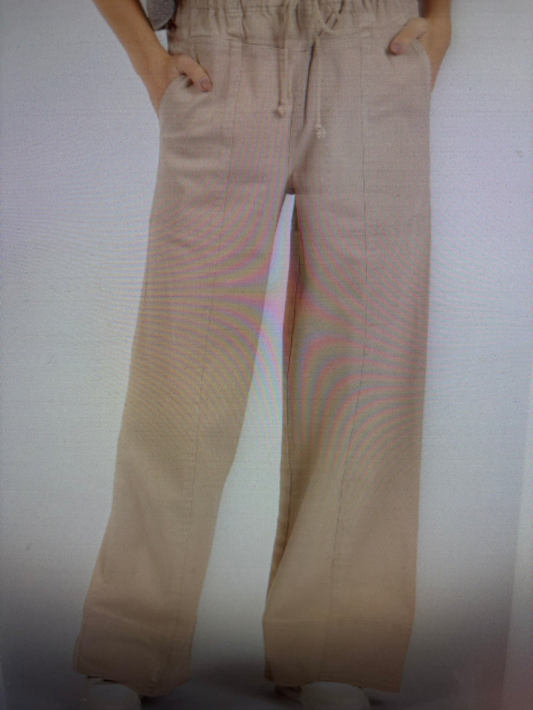 Khaki Structured Wide Leg Pants