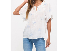 Embroidery Ruffle Sleeve Peasant