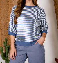 Stripe Short Sleeve Drop Shoulder