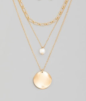 Gold Disc Bead Layered Necklace