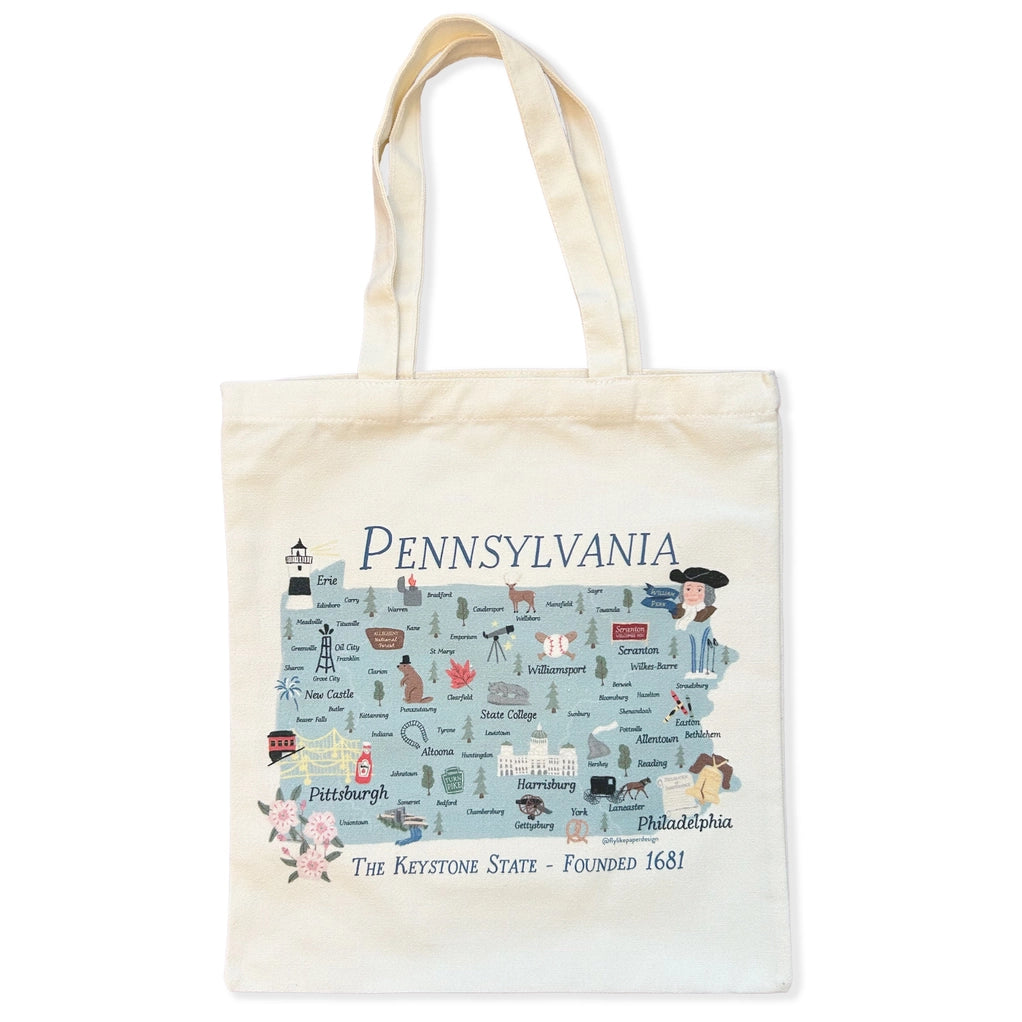 Pennsylvania Map Canvas Tote Bag