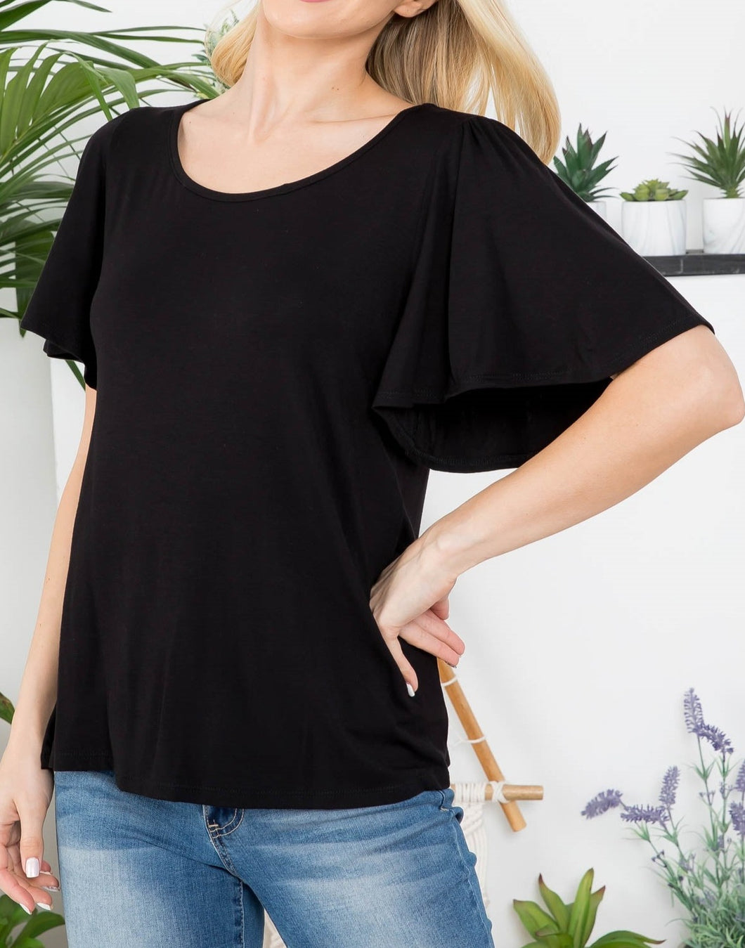 Black Flutter Sleeve