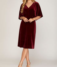 Maroon Velvet Midi Dress