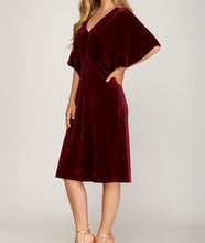 Maroon Velvet Midi Dress