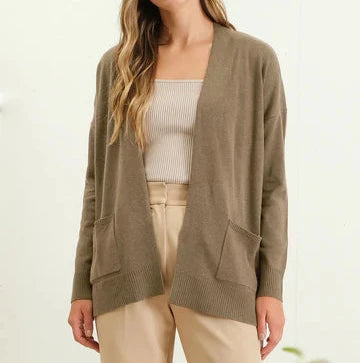 Mocha Open Front Cardigan