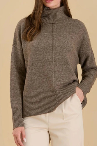 Mocha Pullover Front Seam Sweater