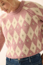Pink Argyle Print Sweater