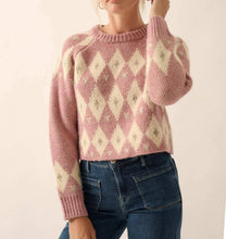 Pink Argyle Print Sweater