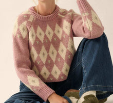 Pink Argyle Print Sweater