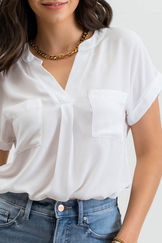 Split Neck Short Sleeve Top