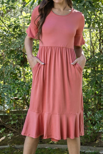 Coral Ruffle Hem Dress – Millie Boutique & Jewelry Bar