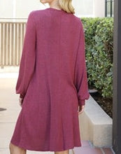 Raspberry Puff Sleeve Dress