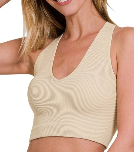 Sand Ribbed Crop Tank