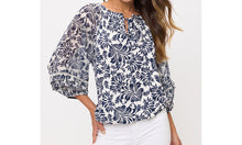Navy/White Floral Blouse