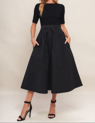 Black Woven Midi Dress