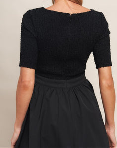 Black Woven Midi Dress