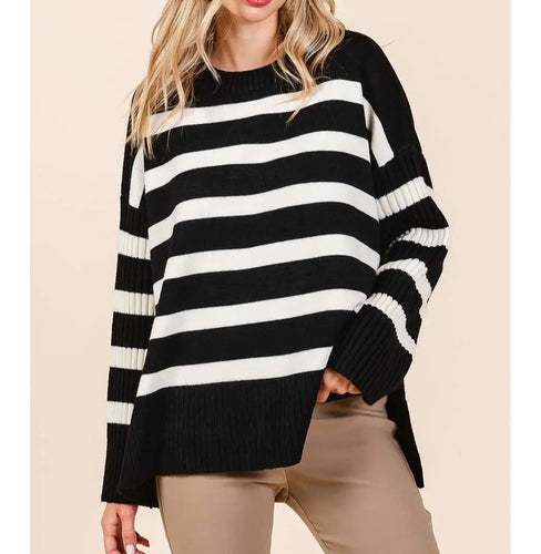 Striped Knit Oversized Sweater