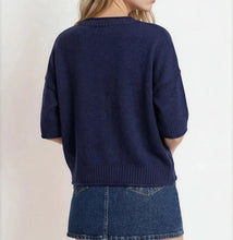 Exposed Seam Short Sleeve Sweater