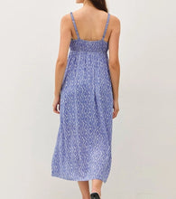 Blue Small Print Midi Dress