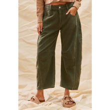Olive Corduroy Barrel Pants