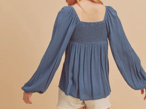 Blue Boho Top