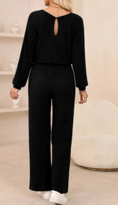 Black Keyhole Knit Jumpsuit