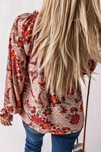 Pink Boho Floral Blouse