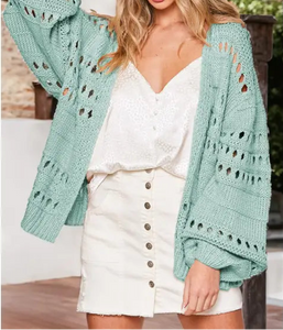 Aqua Blue Crochet Knit Sweater