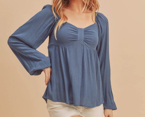 Blue Boho Top