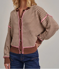 Stripe Button Down Cardigan Sweater