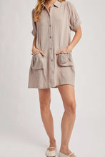 Stone Ruffled Shirt Dress