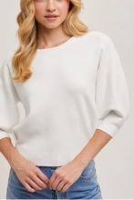 Favorite White Puff Sleeve 3/4 Sweater