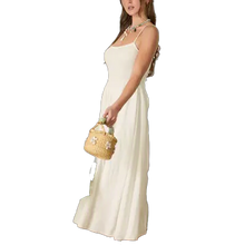 Cream Smocked Midi Dress