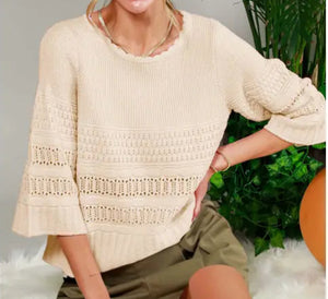 Cream Short Sleeve Sweater