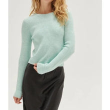 Mint Ribbed Knit Crew Neck Sweater