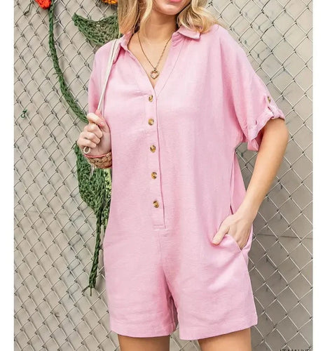 Light Mauve Button Down Romper