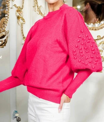 Fuchsia Pom Pom Sweater