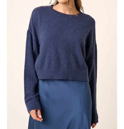 Navy Long Sleeve Crop Sweater
