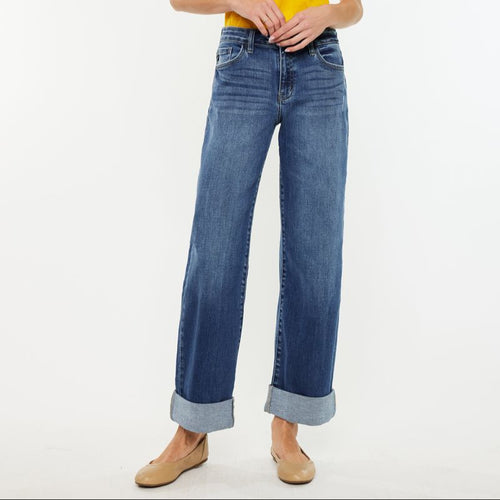 Cuffed Wide Leg Denim