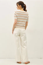 Multi Stripe Short Sleeve Sweater