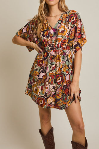 Floral Kimono Sleeve Dress