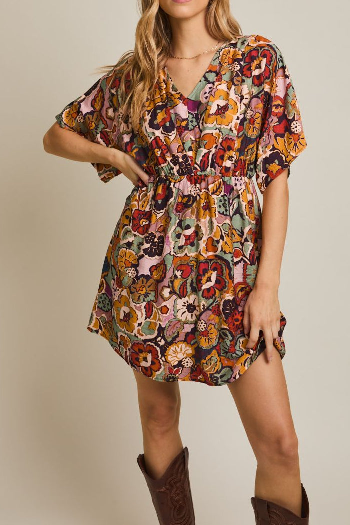 Floral Kimono Sleeve Dress