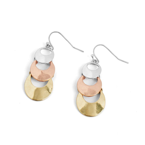 Tri-Metal Circle Earrings