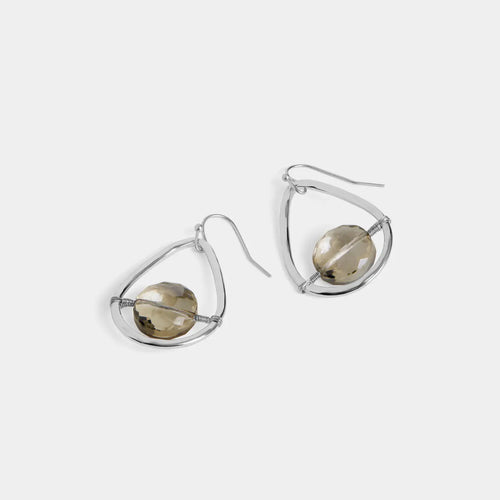 Bead Teardrop Silver Earrings