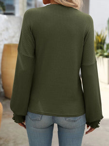 Ruffle Cuff Crewneck