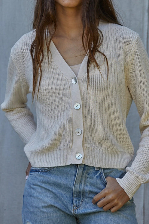Cream Button Front Cardigan