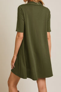 Olive Knit Short Sleeve Dress