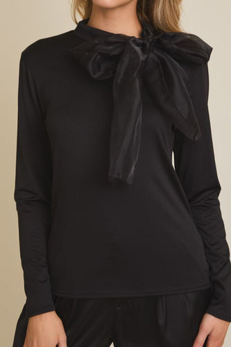 Black Bow Long Sleeve Top