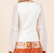 Ivory Knit top with Chiffon Sleeves